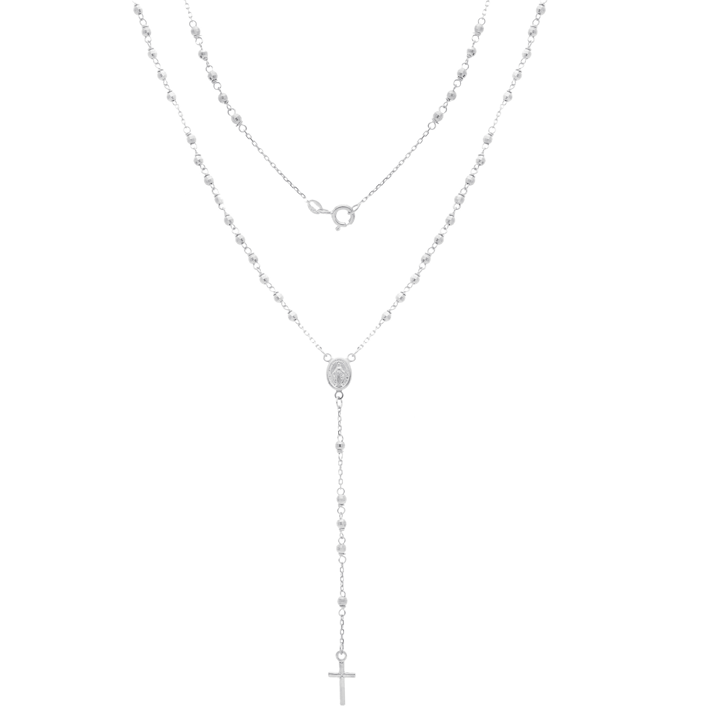 Κολιέ ροζάριο απο λευκόχρυσο κ14  (code S220667)